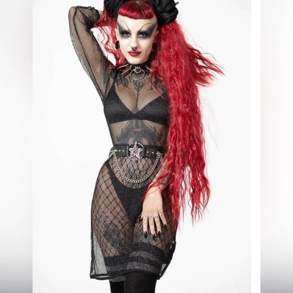 Killstar All-nighter Glitter Fishnet Dress